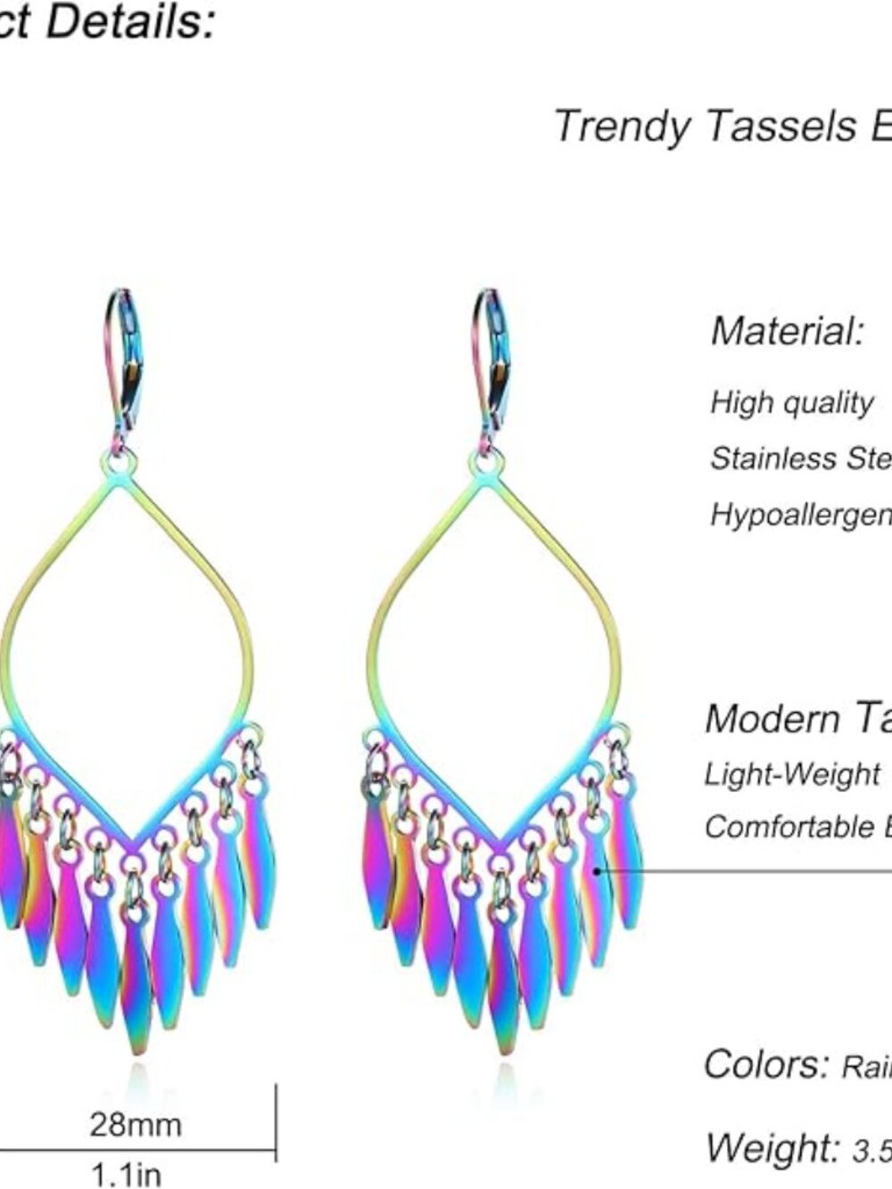 🌟3 for $18!🌟Iridescent Multi-Color Teardrop Dangle Earrings - Picture 2 of 4